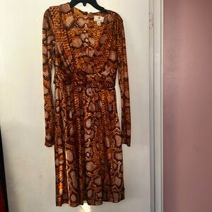 Long Sleeved Snakeskin Printed Dress